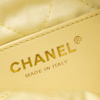 Chanel Mini 22 Bag Shiny Calfskin Light Yellow GHW (Microchip)