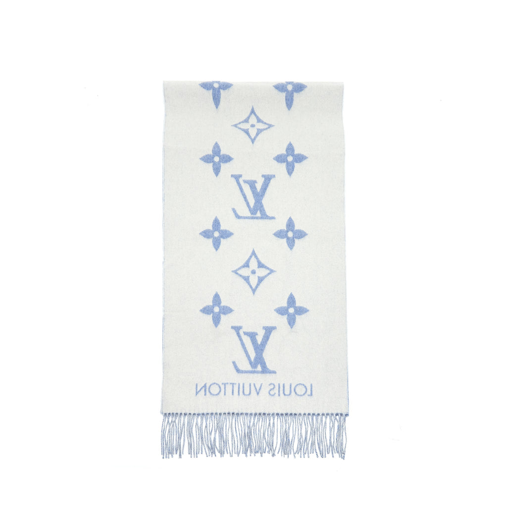 Louis. Vuitton Cashmere Shawl in Light Blue and Grey