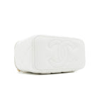 CHANEL PEARL CRUSH LONG VANITY WITH CHAIN LAMBSKIN WHITE BRUSHED GHW (MICROCHIP)