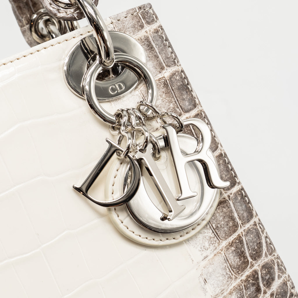Dior Mini Lady Dior Himalayan Crocodile White/Grey SHW