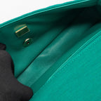 CHANEL 23A CLASSIC FLAP CLUTCH FABRIC GREEN LGHW(MICROCHIP)