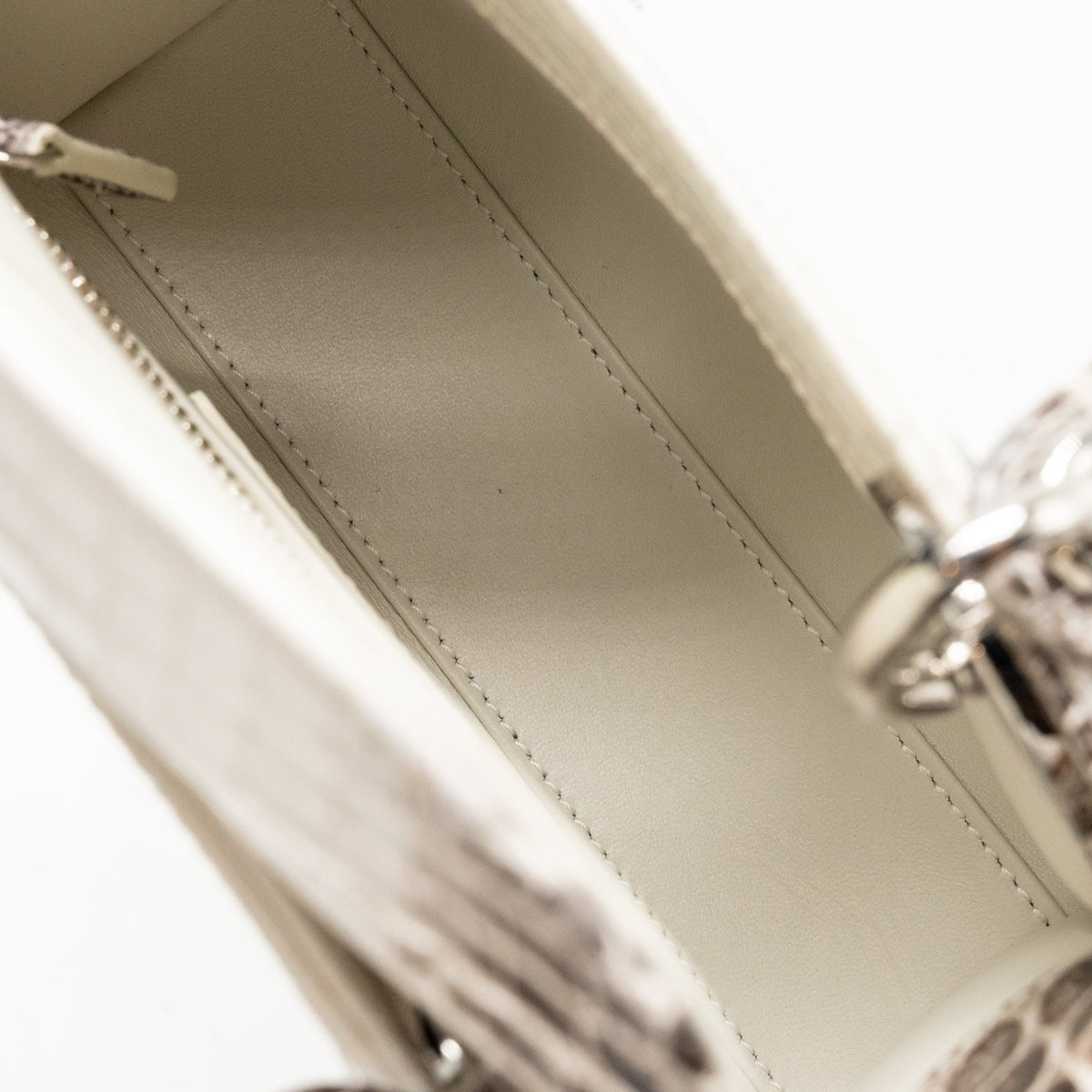 Dior Mini Lady Dior Himalayan Crocodile White/Grey SHW