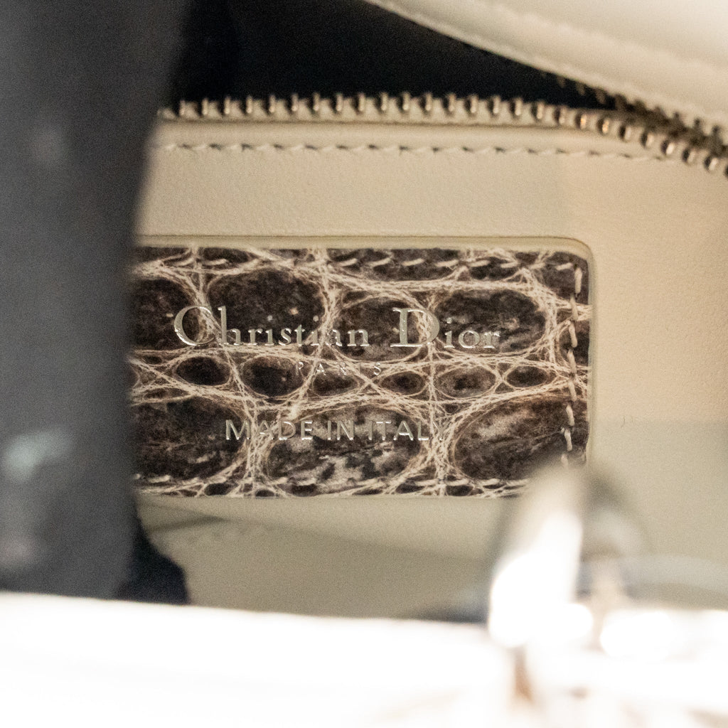 Dior Mini Lady Dior Himalayan Crocodile White/Grey SHW