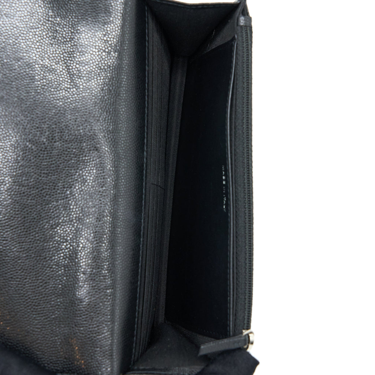 CHANEL QUILTED WALLET ON CHAIN CAVIAR SO BLACK