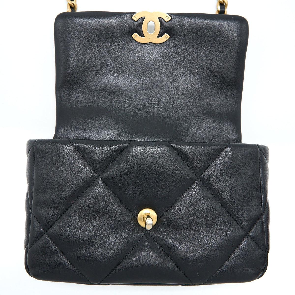 CHANEL SMALL 19 BAG LAMBSKIN BLACK MULTICOLOUR HARDWARE