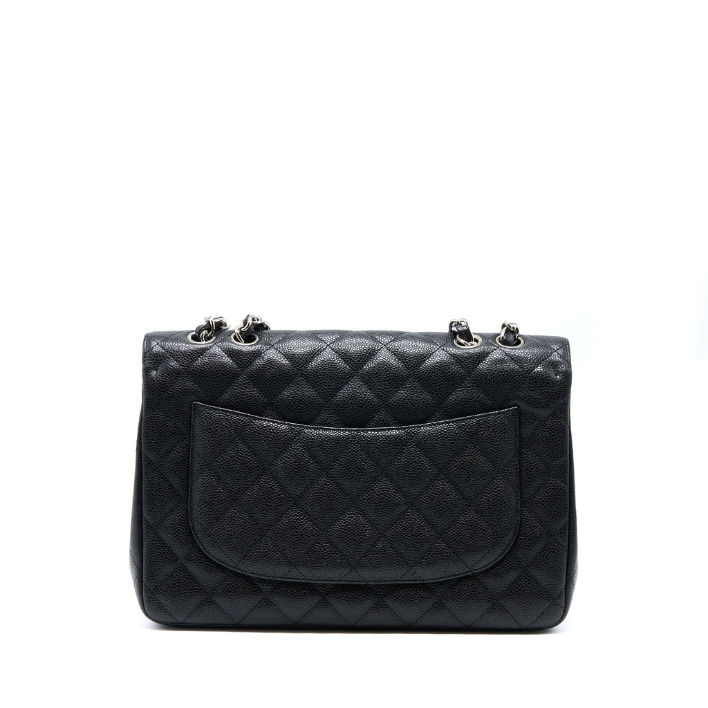 CHANEL JUMBO SINGLE FLAP BAG CAVIAR BLACK SHW