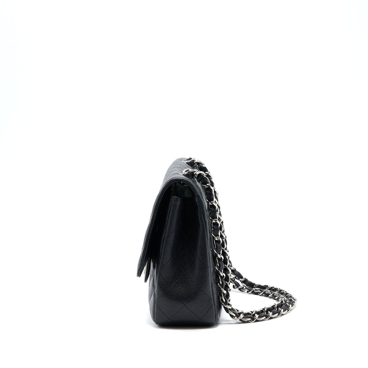 CHANEL JUMBO SINGLE FLAP BAG CAVIAR BLACK SHW