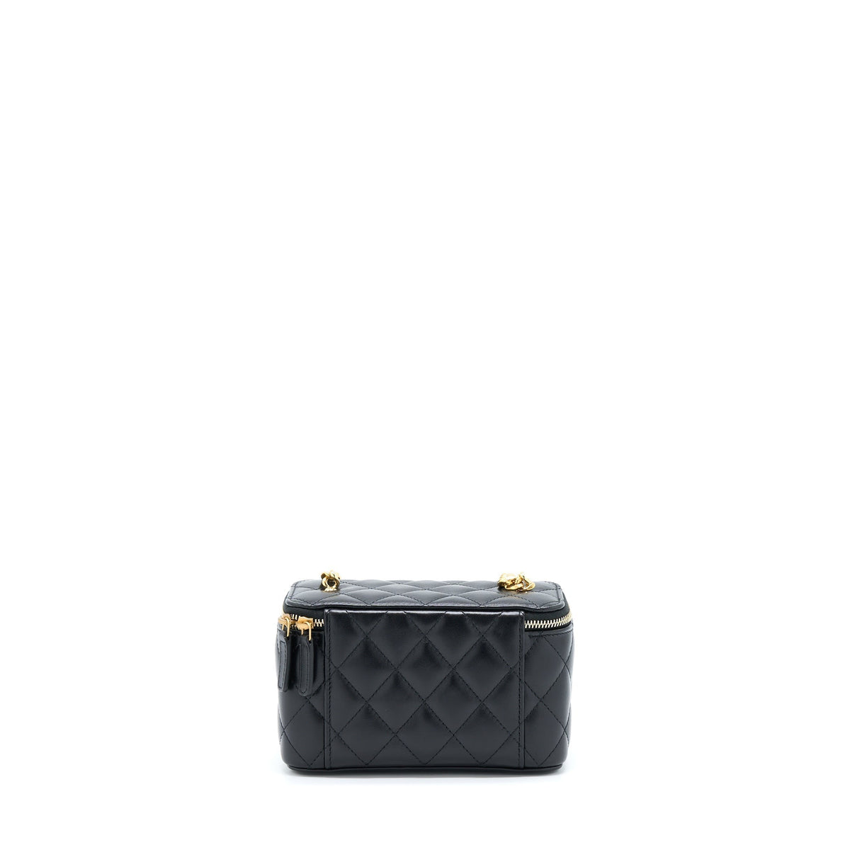 CHANEL LONG VANITY WITH DETAILED CHAIN LAMBSKIN BLACK GHW