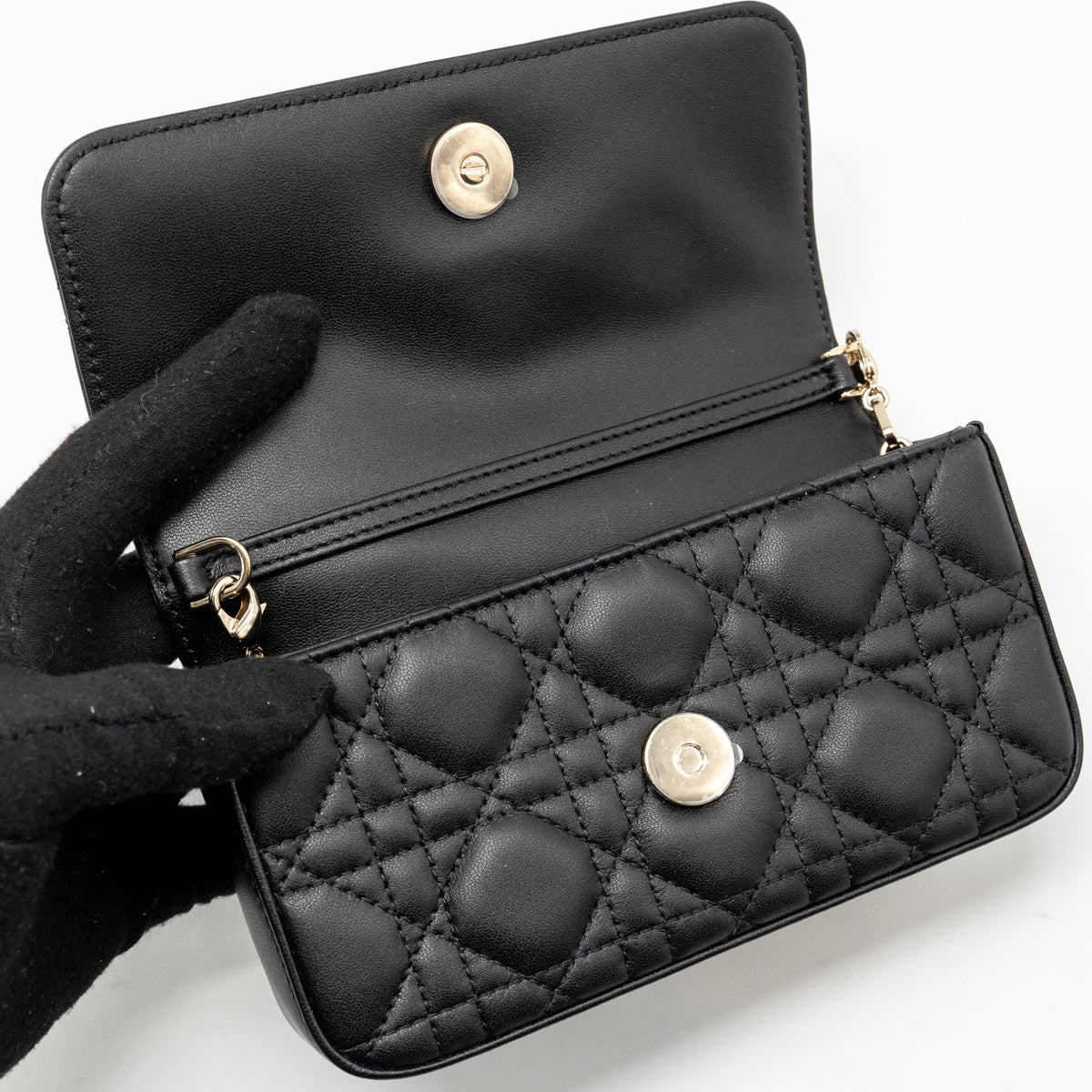 DIOR MY DIOR - DIOR TALK PHONE POUCH LAMBSKIN BLACK LGHW