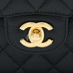 CHANEL SMALL CLASSIC DOUBLE FLAP BAG CAVIAR BLACK GHW (MICROCHIP)