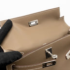 Hermes Kelly Pochette swift etoupe SHW