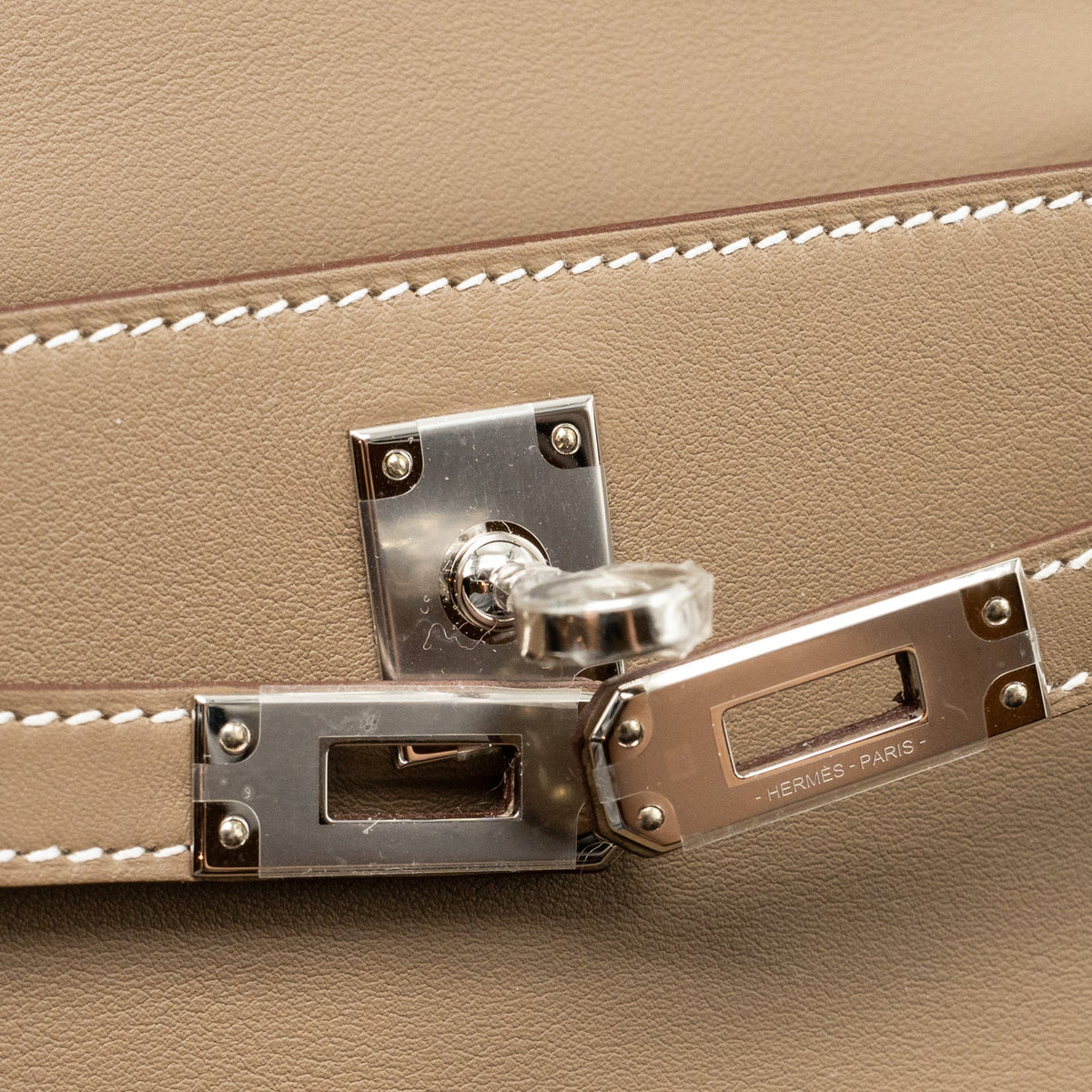Hermes Kelly Pochette swift etoupe SHW