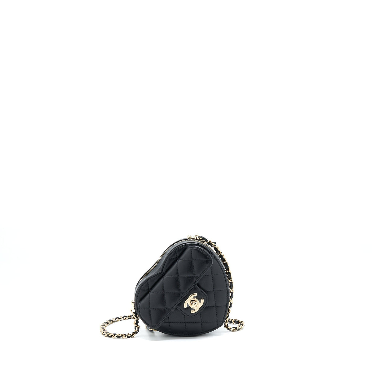 CHANEL 22S SMALL HEART BAG LAMBSKIN BLACK LGHW