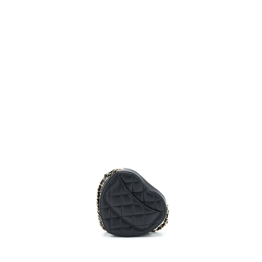 CHANEL 22S SMALL HEART BAG LAMBSKIN BLACK LGHW