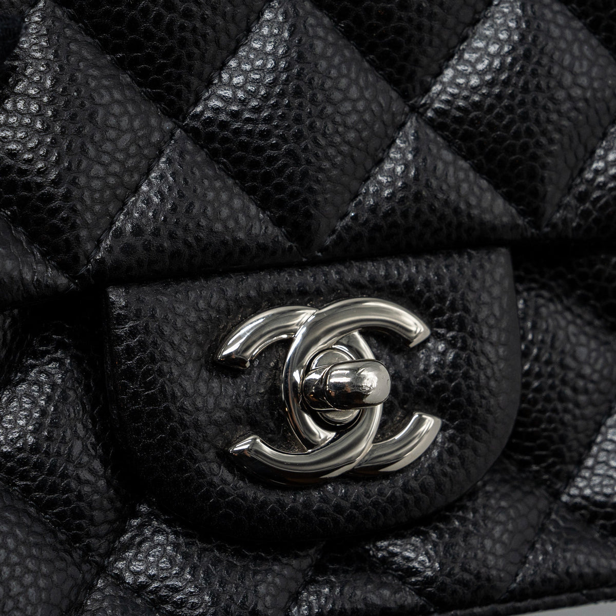 CHANEL CLASSIC MINI SQUARE FLAP BAG CAVIAR BLACK SHW