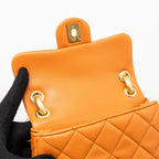 Chanel mini wenge wood flap bag metier d’art limited edition lambskin/wood orange GHW (microchip)