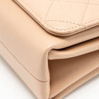Chanel Pearl Chain Flap Bag Calfskin Beige GHW (Microchip)
