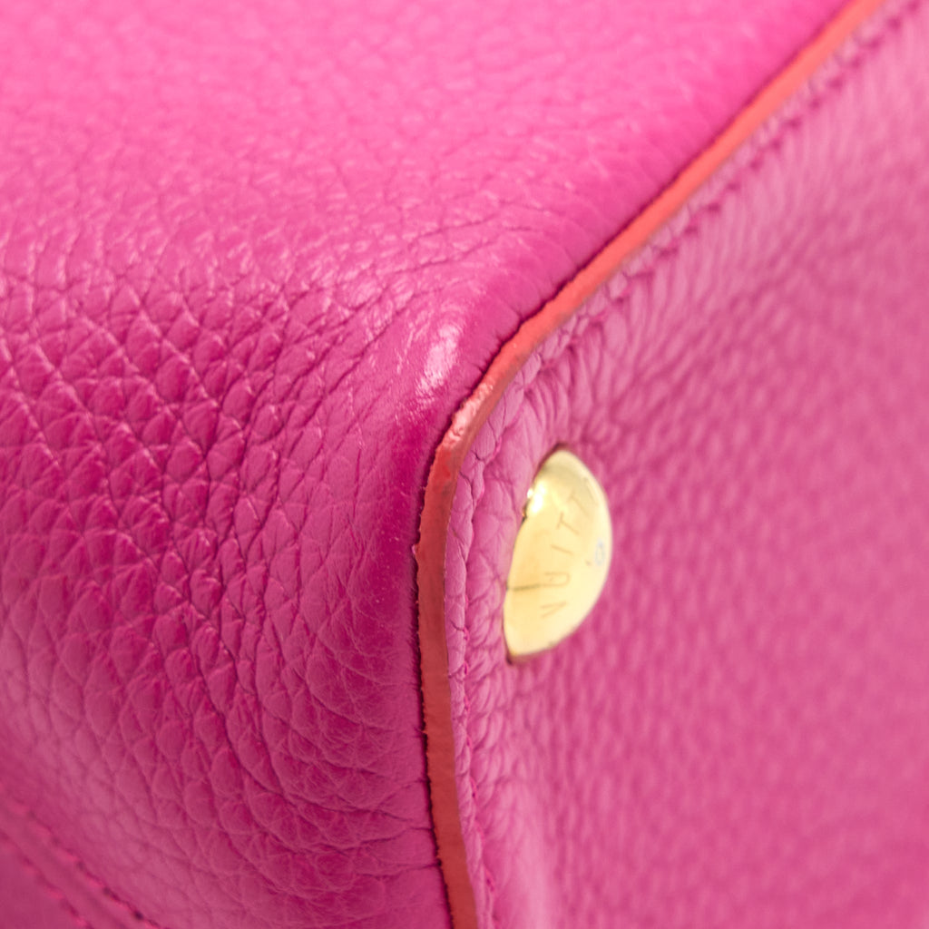 LOUIS VUITTON CAPUCINES BB CALFSKIN PINK/BRIGHT ORANGE GHW