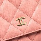 CHANEL CLASSIC WALLET ON CHAIN CAVIAR PINK LGHW (MICROCHIP)