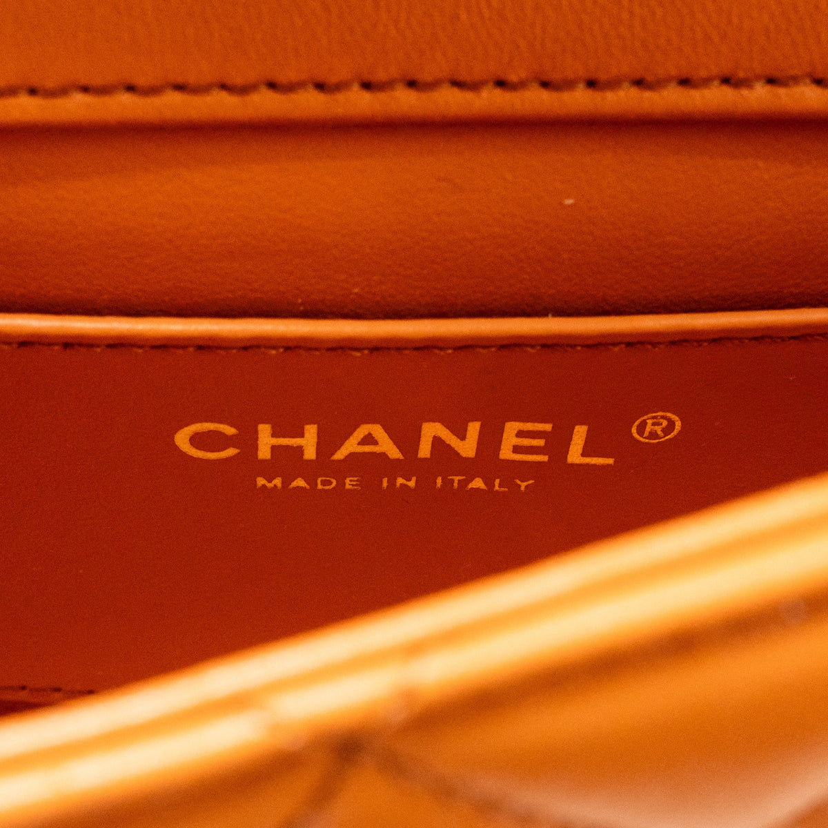 Chanel mini wenge wood flap bag metier d’art limited edition lambskin/wood orange GHW (microchip)