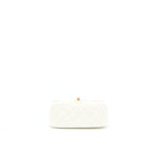 CHANEL 22C PEARL CRUSH MINI SQUARE FLAP BAG LAMBSKIN WHITE GHW (MICROCHIP)