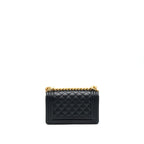 CHANEL SMALL BOY BAG CAVIAR BLACK BRUSHED GHW YEAR 2021 (MICROCHIP SERIAL）