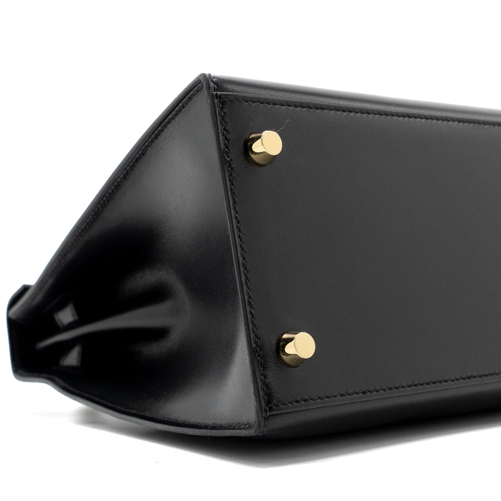 Hermes Kelly 28 Box Leather Black GHW