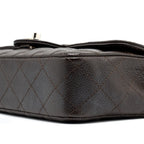 CHANEL EAST WEST CLASSIC QUILTED FLAP BAG CAVIAR CHOCOLATE SHW