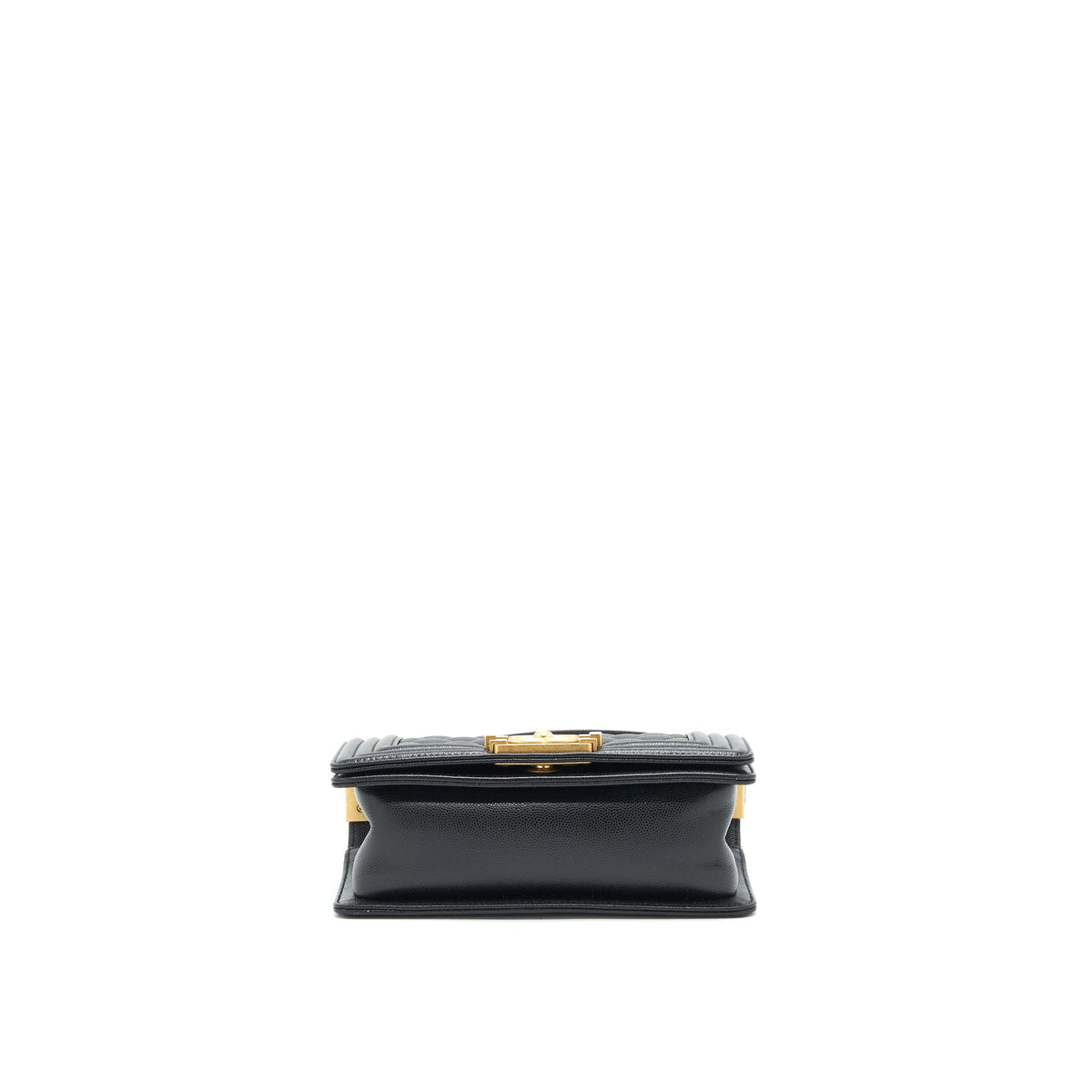 CHANEL SMALL BOY BAG CAVIAR BLACK BRUSHED GHW YEAR 2021 (MICROCHIP SERIAL）