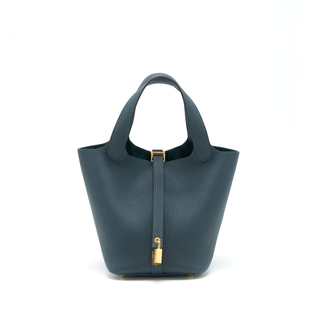 Hermes Picotin 18 Lock Bag Clemence 6o Vert Cypress GHW