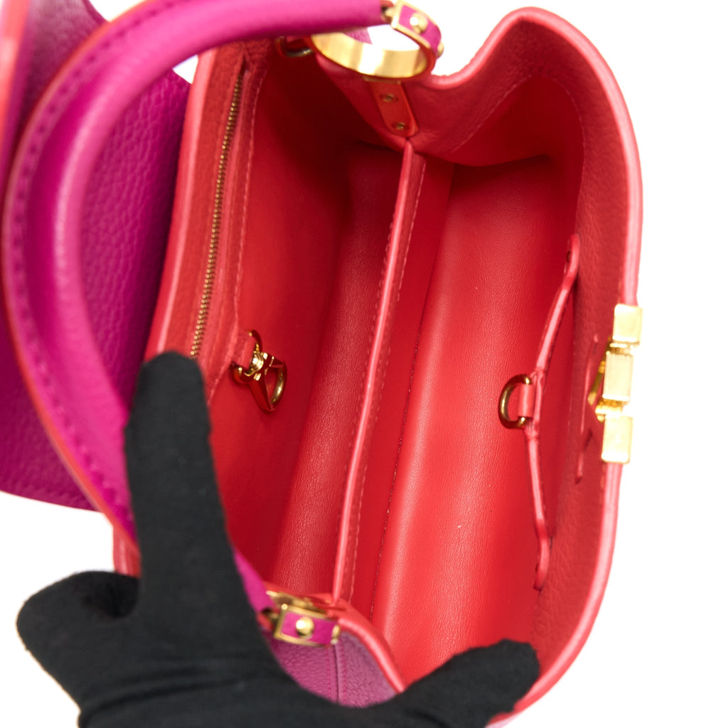 LOUIS VUITTON CAPUCINES BB CALFSKIN PINK/BRIGHT ORANGE GHW