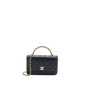 CHANEL DETAILED TOP HANDLE WALLET ON CHAIN LAMBSKIN BLACK GHW (MICROCHIP)