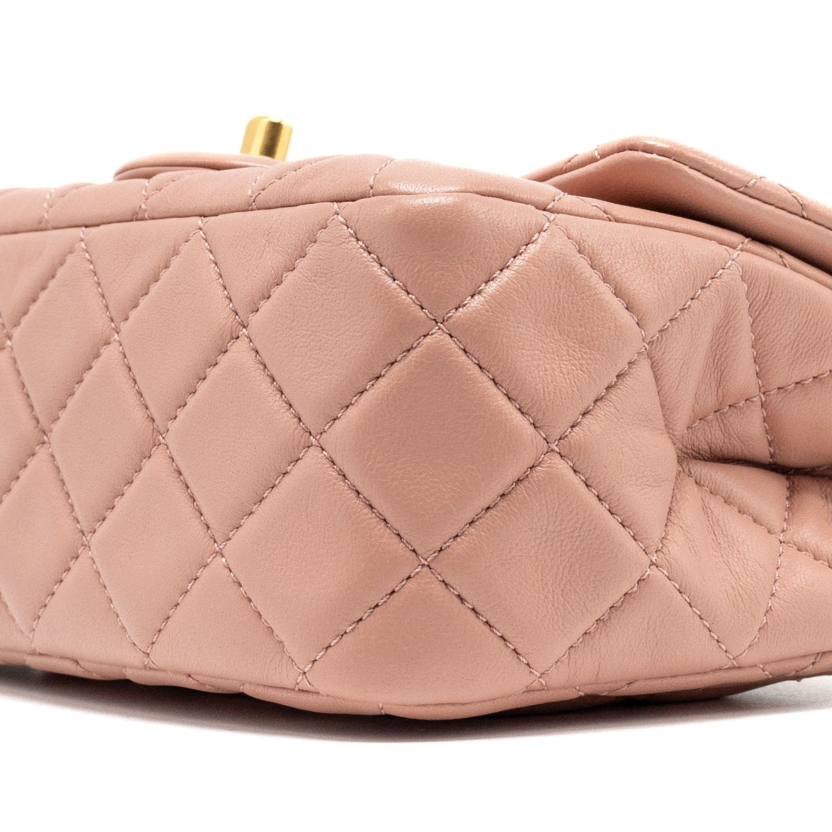 CHANEL PEARL CRUSH MINI SQUARE FLAP BAG LAMBSKIN PINK GHW (MICROCHIP)