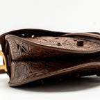 DIOR MEDIUM SADDLE BAG LASER-CUT FLORAL CALFSKIN BROWN GHW