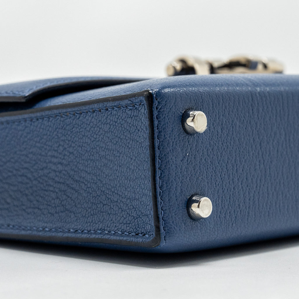 Hermes Mini Verrou Chèvre Mysore Blue Brighton SHW