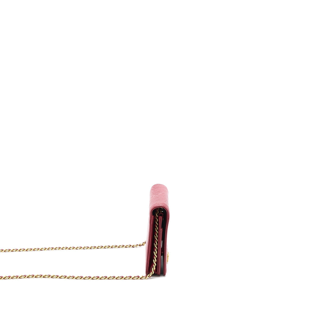 CHANEL BOY WALLET ON CHAIN CHEVRON CAVIAR RED BRUSHED GHW