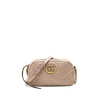 GUCCI GG MARMONT SMALL MATELASSE SHOULDER BAG IN BEIGE