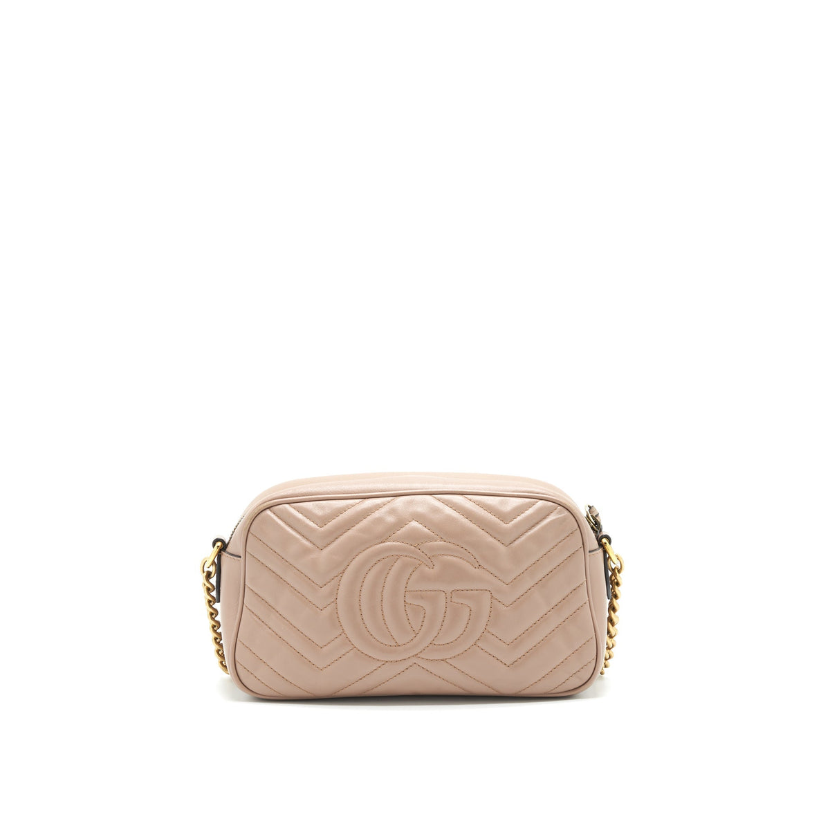 GUCCI GG MARMONT SMALL MATELASSE SHOULDER BAG IN BEIGE