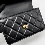 CHANEL GOLD CRUSH FLAP BAG CALFSKIN BLACK GHW (MICROCHIP)