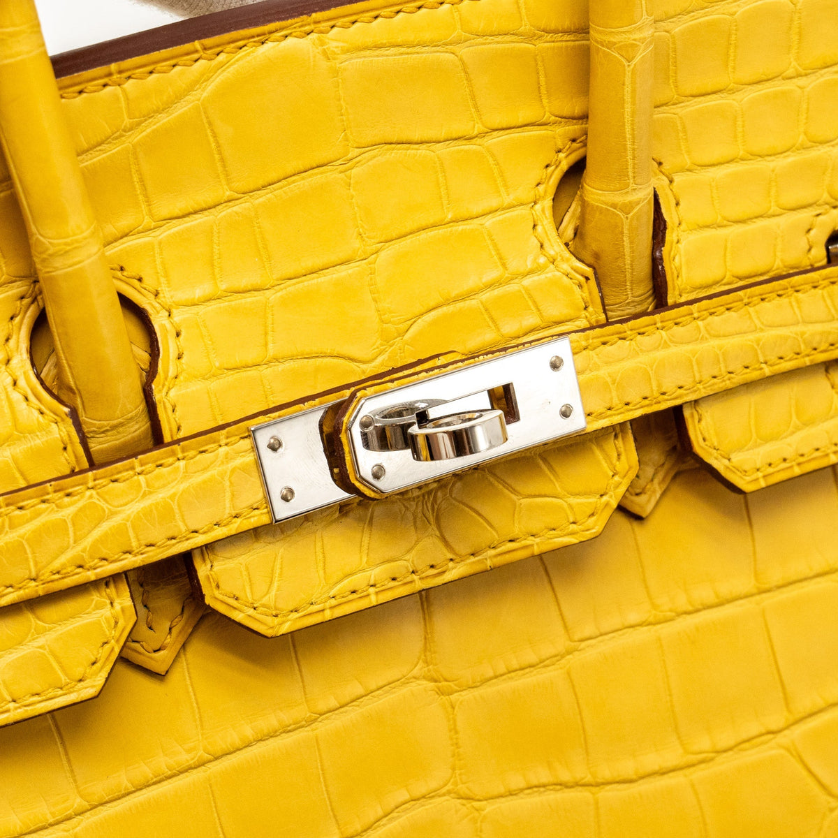 Hermes Birkin 25 Alligator Mississippiensis Mat 9D Jaune Ambre SHW