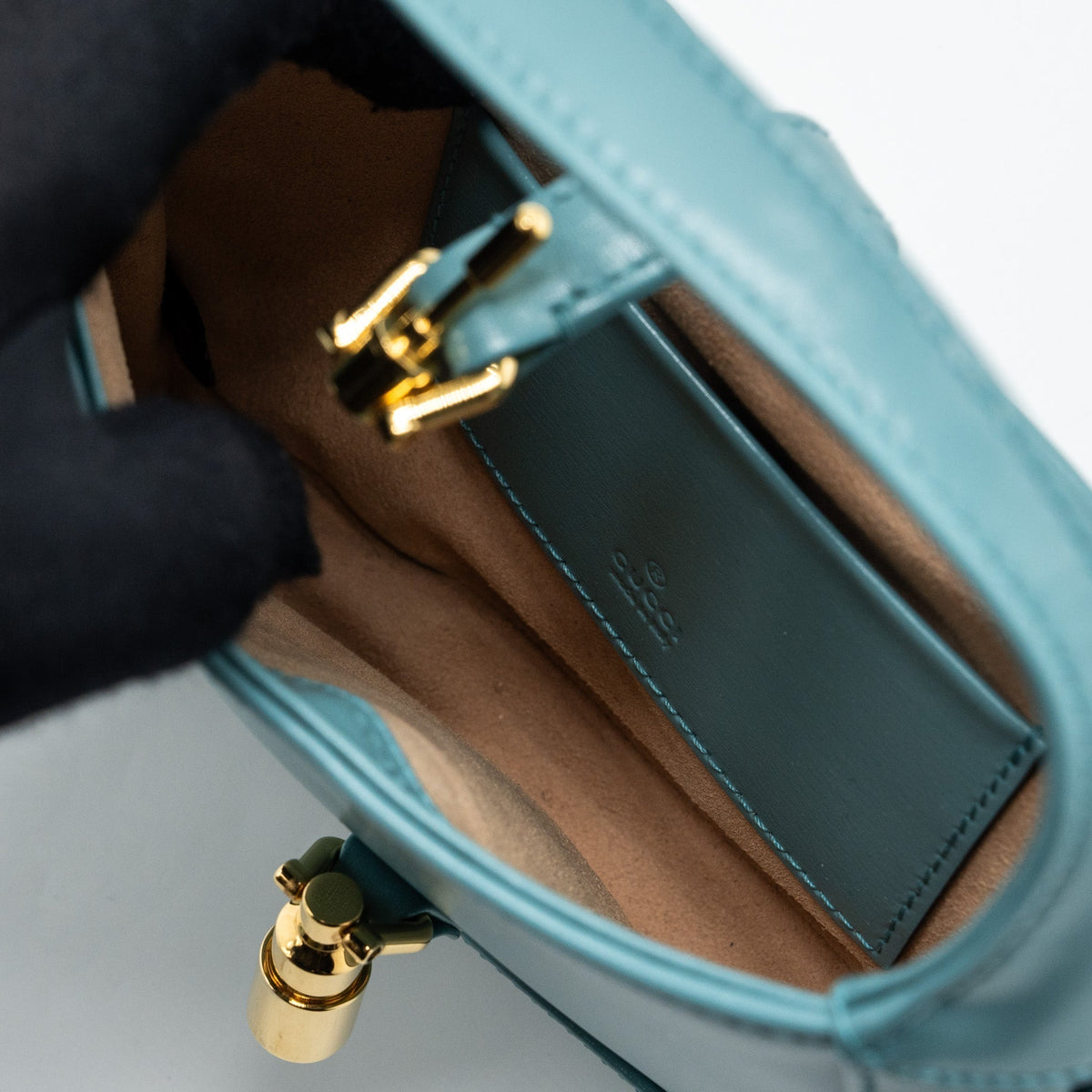 GUCCI JACKIE 1961 MINI SHOULDER BAG LEATHER BLUE GHW