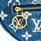 LOUIS VUITTON HALF-MOON LOOP BAGUETTE HANDBAG DENIM BLUE GHW