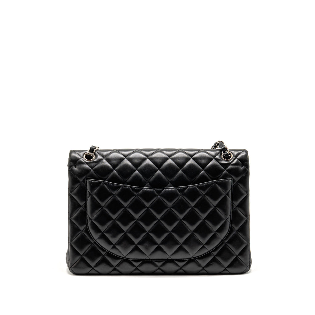 CHANEL MAXI CLASSIC DOUBLE FLAP BAG LAMBSKIN BLACK SHW