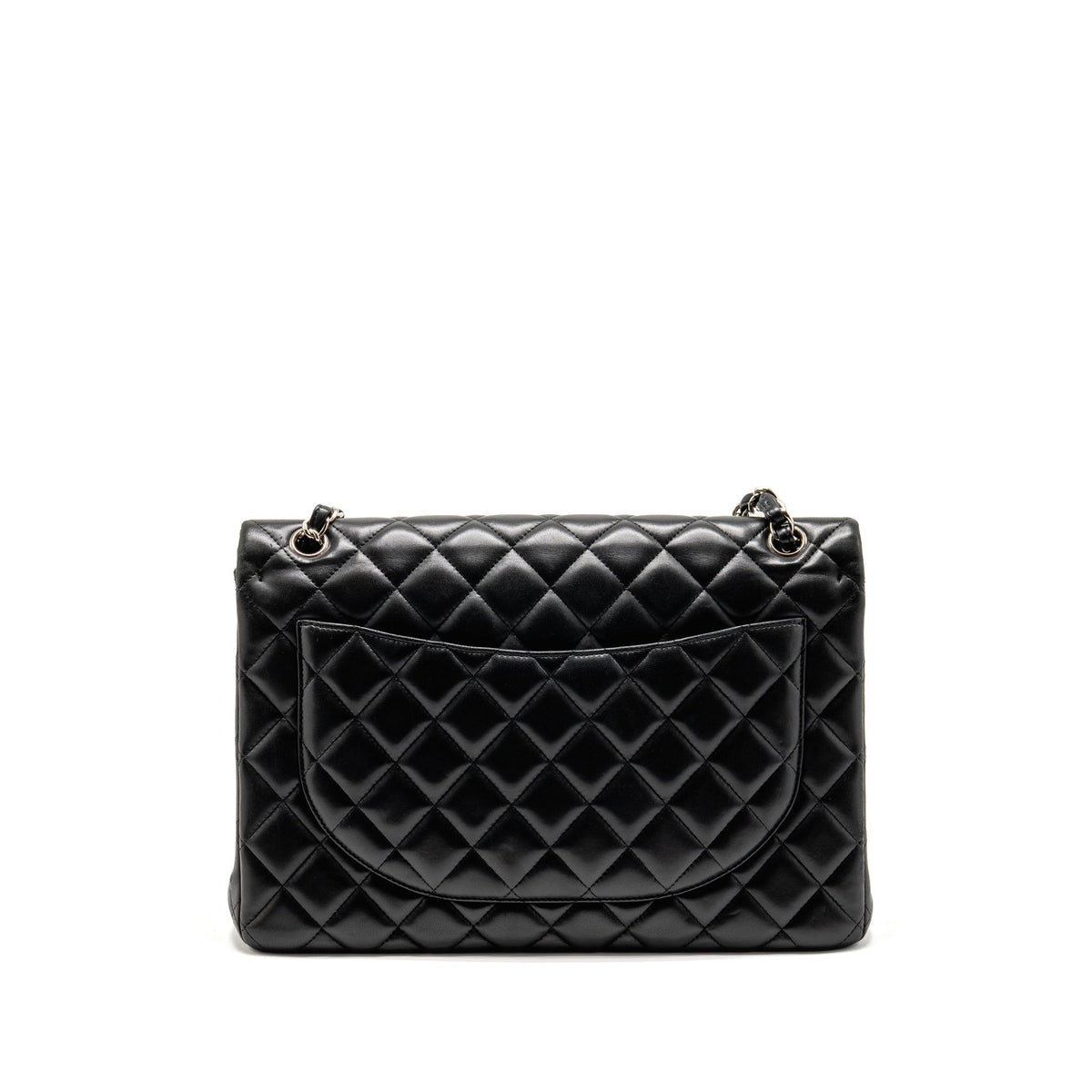 CHANEL MAXI CLASSIC DOUBLE FLAP BAG LAMBSKIN BLACK SHW