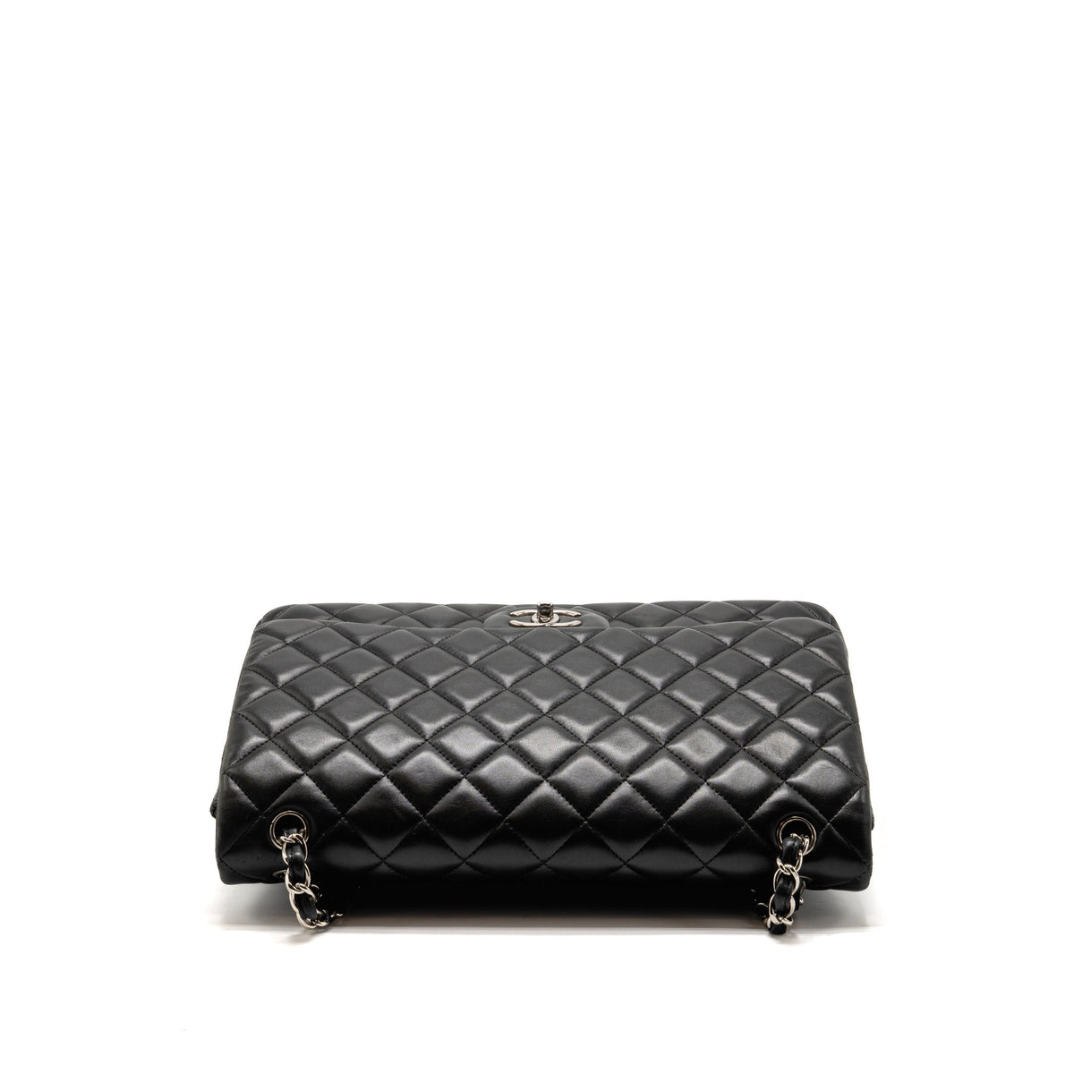 CHANEL MAXI CLASSIC DOUBLE FLAP BAG LAMBSKIN BLACK SHW
