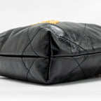 Chanel 23S Mini 22 Bag with Pear Chain Shiny Calfskin Black Brushed GHW (Microchip)