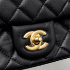 CHANEL PEARL CRUSH MINI RECTANGULAR FLAP BAG LAMBSKIN BLACK GHW (MICROCHIP)