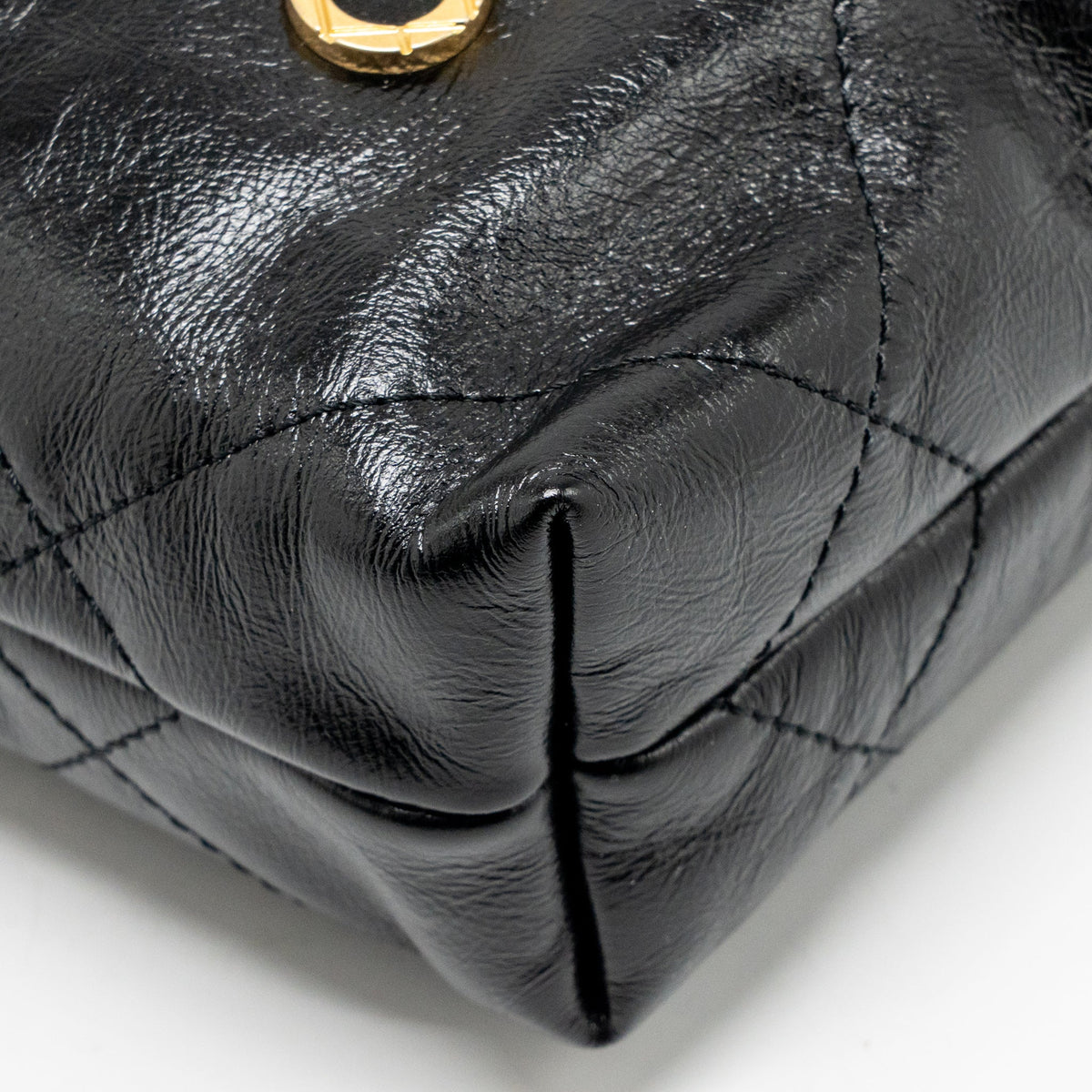 Chanel 23S Mini 22 Bag with Pear Chain Shiny Calfskin Black Brushed GHW (Microchip)