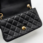 CHANEL PEARL CRUSH MINI RECTANGULAR FLAP BAG LAMBSKIN BLACK GHW (MICROCHIP)