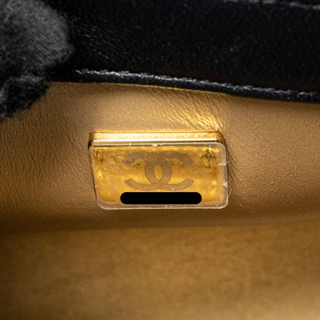 CHANEL PEARL CRUSH MINI RECTANGULAR FLAP BAG LAMBSKIN BLACK GHW (MICROCHIP)